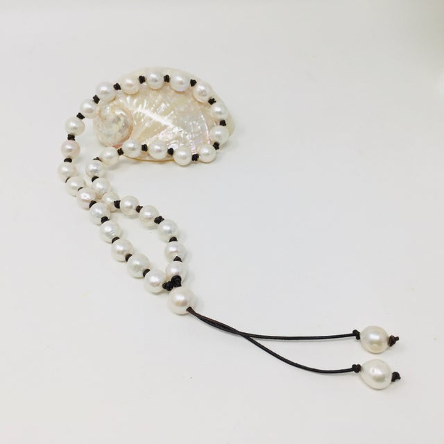  Freshwater Pearl & Leather Necklace