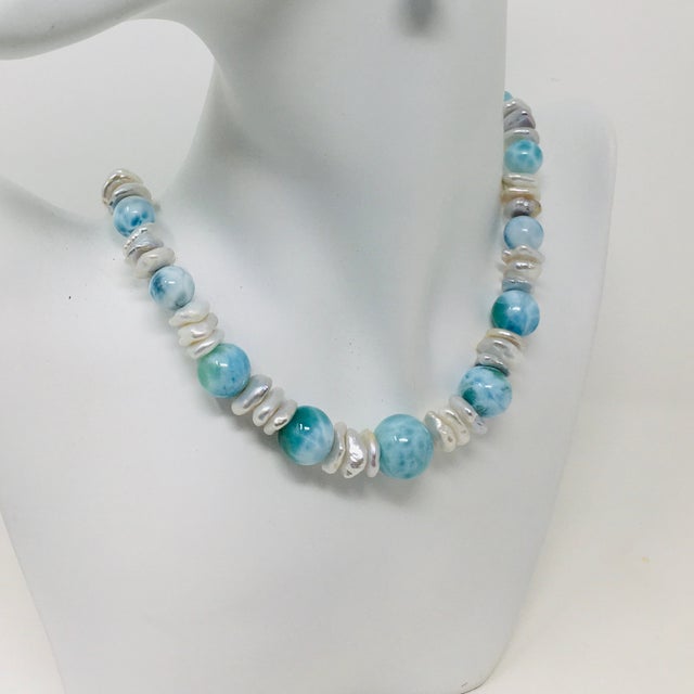 Larimar & Freshwater Pearl Necklace